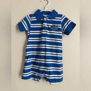 Garb Team Florida Gaters Blue and White Striped Romper